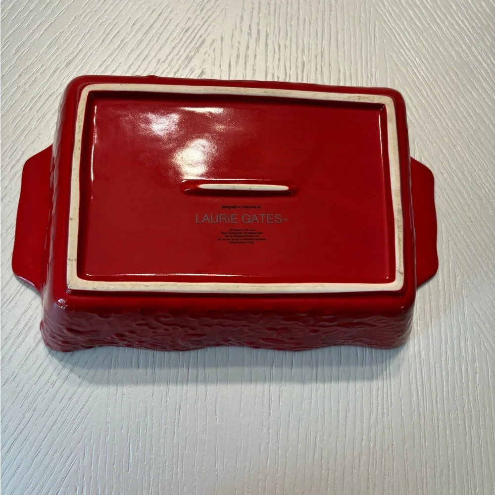 Laurie Gates Small Square Casserole Baking Dish Red 1.85 Quarts